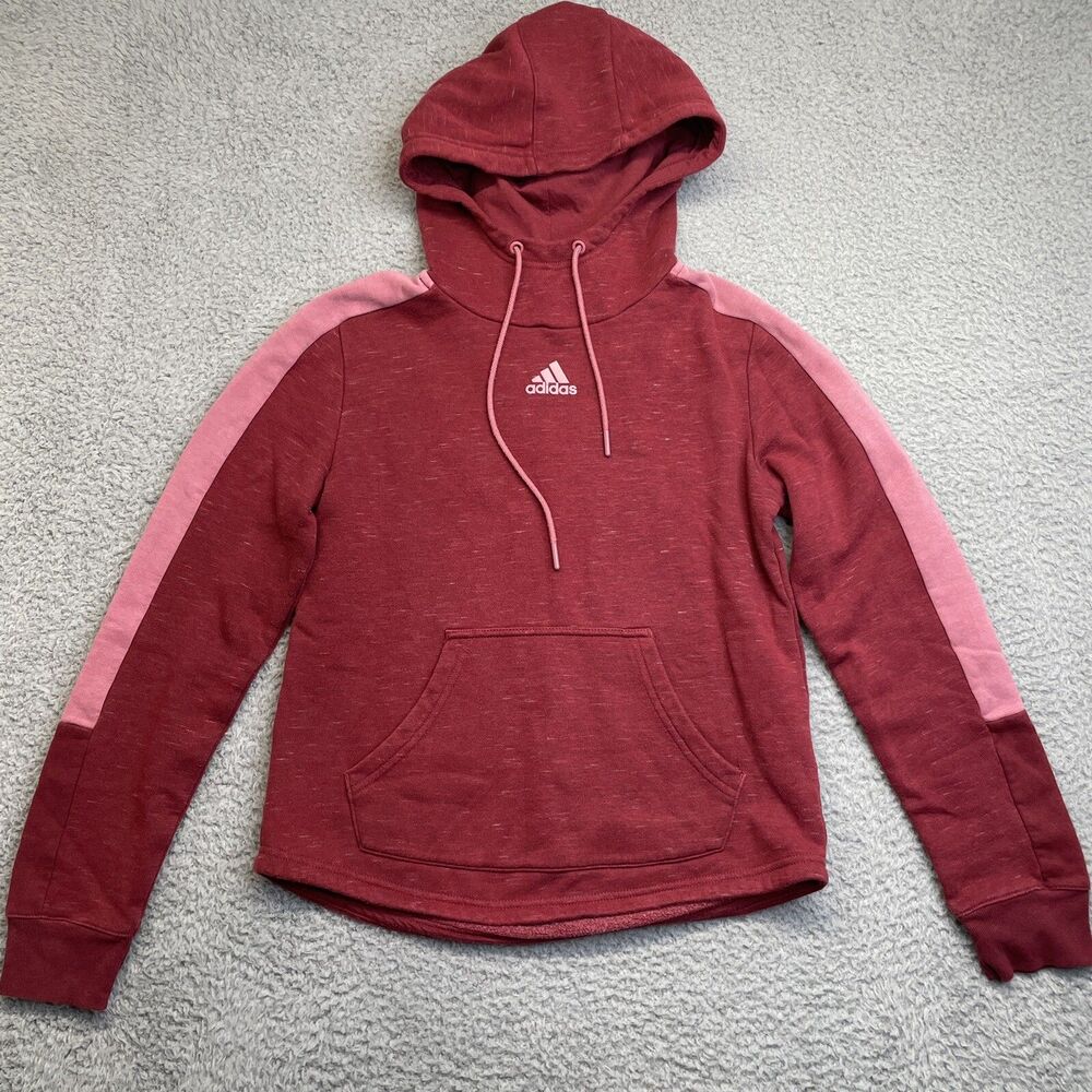 Adidas Hooded Pullover Sweater Womens XS Pink Hoodie Sweatshirt